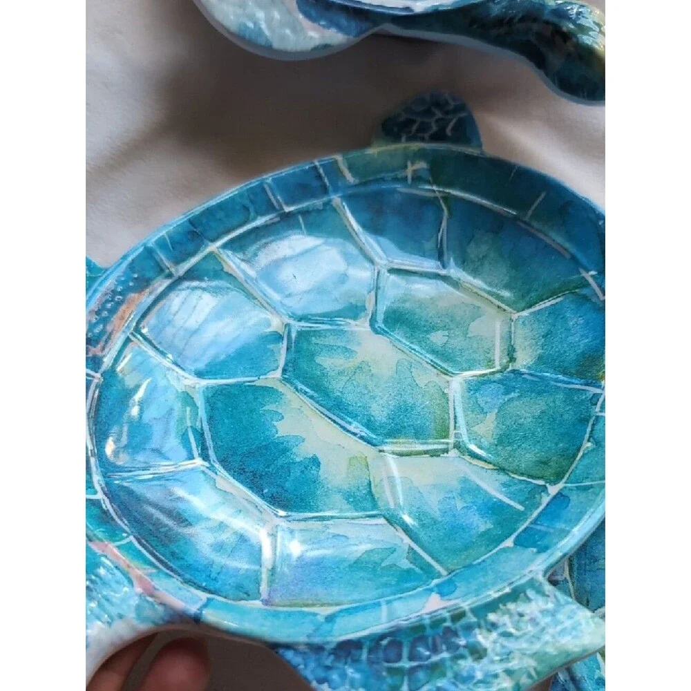 Pier 1 Melamine Sea Turtle 3 Plates And Bowl Set Coastal Decor